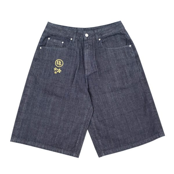 Men's retro freight denim shorts, summer street embroidered printed jeans, men's fashion brand