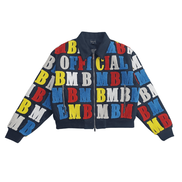 Winter coat made of pure cotton baseball jersey with full width letter print, fashionable and versatile men's style