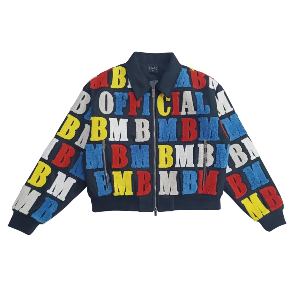 Winter coat made of pure cotton baseball jersey with full width letter print, fashionable and versatile men's style